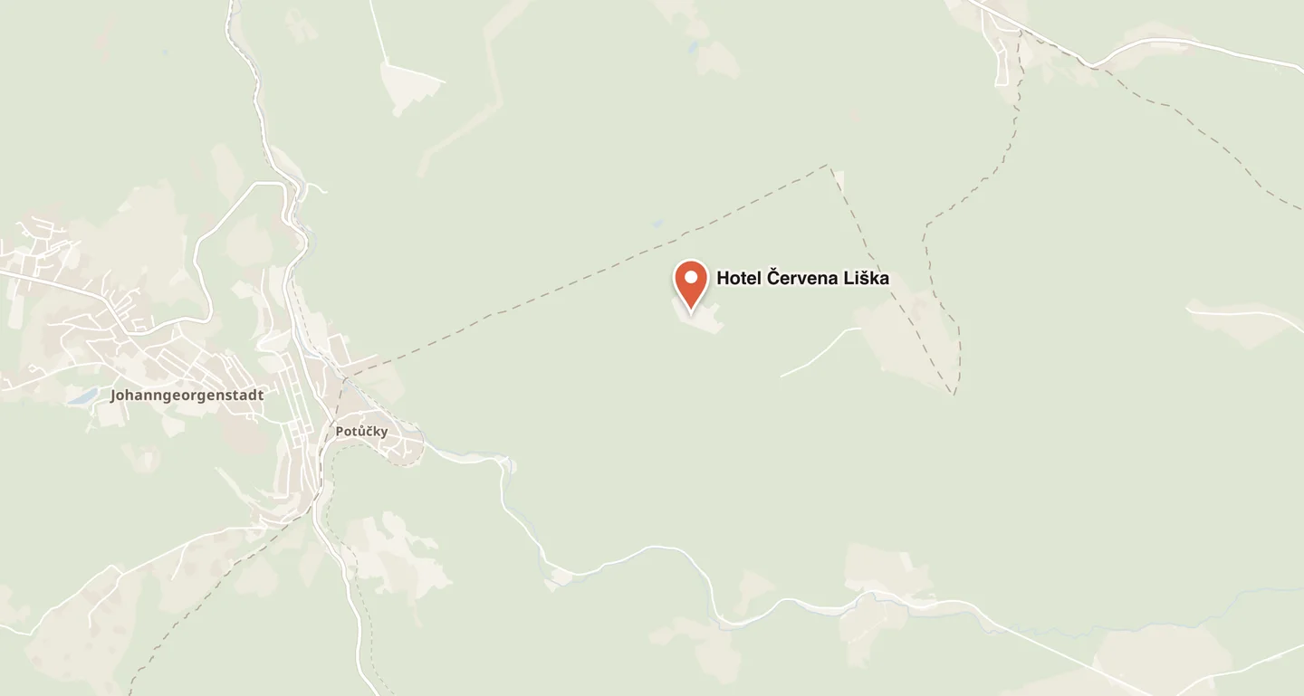 Mapa okolí hotelu Červena Liška v Potůčkách